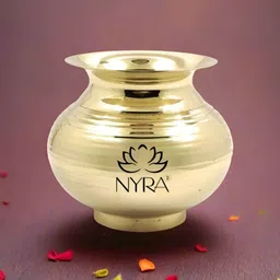 Nyra Kitchenware Pure Brass Kalash Peetal Lota - Small Size-picture-7
