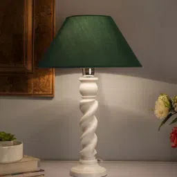 Homesake White Classic Twister Table Lamp White with Green Shade (Bulb Included) - Set of 1-22