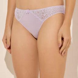 Wunderlove by Westside Lilac Floral Lace Designed Cotton Blend Brief-picture-9
