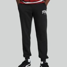 Puma Black Regular Fit Printed Joggers-image-30
