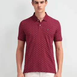 Arrow Sport Maroon Cotton Regular Fit Printed Polo T-Shirt-image-25