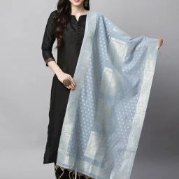 Indo Era Blue Woven Pattern Dupatta-picture-17