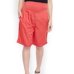 Oxolloxo Women Red Solid Regular Fit Maternity Shorts-image-81