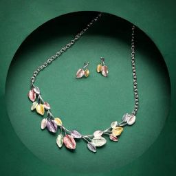 Sohi Multicolor Pastel Leaf Jewellery Set-image-76