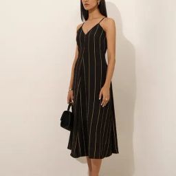 Wardrobe by Westside Black Striped A-Line Dress-image-80