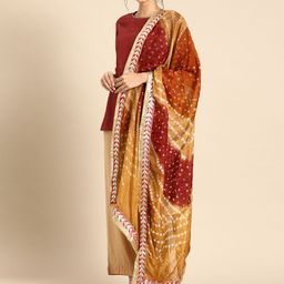 Shaily Brown & White Dyed Bandhani Dupatta-31