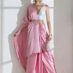 Swtantra Pink Printed Saree-image-48