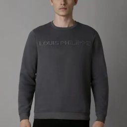 Louis Philippe Grey Cotton Regular Fit Logo Printed Sweatshirt-image-67