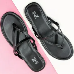 The Madras Trunk Women's Mystique Black Thong Sandals-image-34