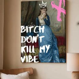 Art Street Blue Feminist Altered Stretch Canvas Painting-image-46