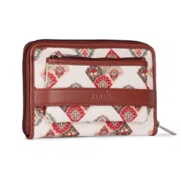 ZOUK Seashell Motif White Printed Small Zip Around Wallet for Women image 3