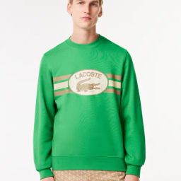 Lacoste Green Cotton Classic Fit Logo Printed Sweatshirt-image-30