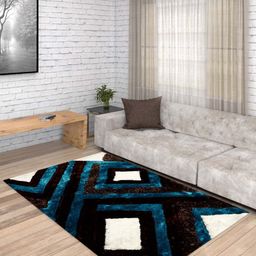 PRESTO Brown & Teal Blue Printed Anti-Skid Carpet-12