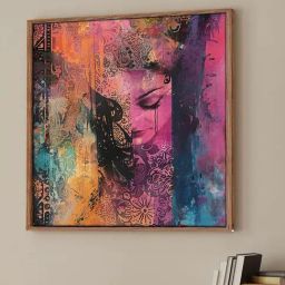 Art Street Multicolour Large Framed Woman Canvas Painting-image-73