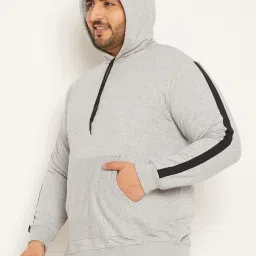 Bigbanana Men Plus Size Grey Solid Regular Fit Sweatshirt image 3