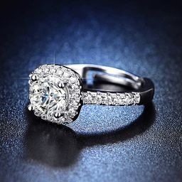 Jewels Galaxy Silver-Plated AD Studded Square Shape Solitaire Adjustable Ring-29
