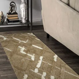 OBSESSIONS Brown & White Geometric Printed Anti-Static Bedside Runner-picture-3