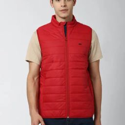 Peter England Casuals Red Regular Fit Quilted Jacket-picture-8