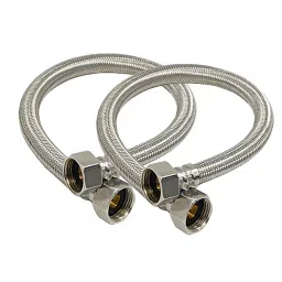Aquieen SS 304 304.8 mm (12 Inch) Stainless Steel Silver Chrome Finish SS Connection Set of 2-image-4
