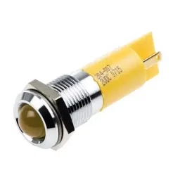 RS PRO Yellow Panel Mount Indicator 2V DC, Mounting Hole Size 14 mm, Termination Type Solder Tab, Model No 204007-31