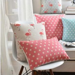 MODERN HOMES Pink & Blue Cotton Cushion Covers - Set of 6-image-22
