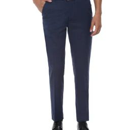 Van Heusen Navy Regular Fit Flat Front Trousers-image-42