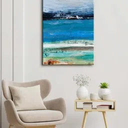 999store Blue & Grey Ocean Abstract Wall Canvas Painting-33