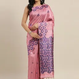 The Chennai Silks Pink Printed Saree With Blouse-picture-37