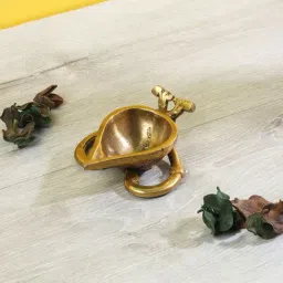 Aapno Rajasthan Golden Brass Ancient Style Diya - Set of 1-image-50
