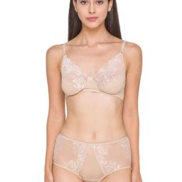 Candyskin Beige Lace Bra With Bikini Panty-image-78