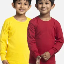 Friskers Kids Yellow & Maroon Cotton Full Sleeves T-Shirt (Pack of 2)-image-67