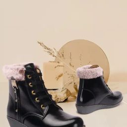 Iconics Women's Black Wedge Booties-image-49