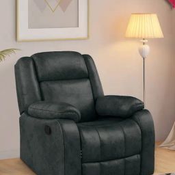Duroflex Avalon Blue Wood 1 Seater Recliner Sofa-image-92