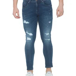 Spykar Mid Blue Slim Fit Distressed Jeans-picture-16