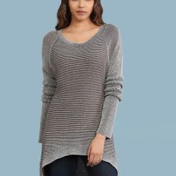 aarke Ritu Kumar Black & White Striped Longline Sweater-image-95