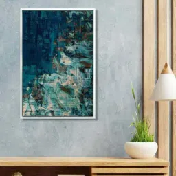 999Store Green & Blue Canvas Wall Painting Panel With Fibre Frame-48