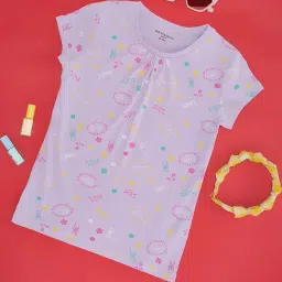 Pantaloons Junior Kids Pastel Lilac Cotton Printed T-Shirt-picture-36