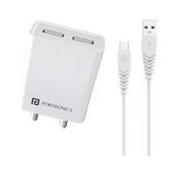 Portronics Adapto 66 C USB Wall Charger Fast Charging Adapter with Micro USB Cable (White)-18