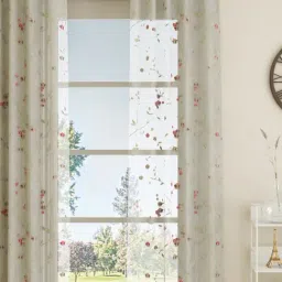 GM Sheer Embroidery Multicolor Polyester 7 ft Eyelet Ring Top Door Curtain - Set of 1 PC-33