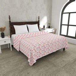 JaipurFabric Light Pink Cotton 150 GSM Reversible Ac Dohar-image-63
