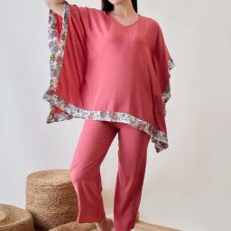The Kaftan Company Pink Modal Solid Night Dress-47