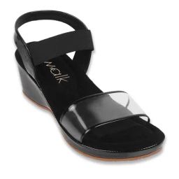 Catwalk Women's Black Sling Back Wedges-image-26