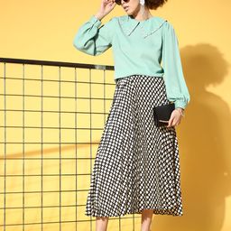 plusS Blue Solid Zoom Friendly Collar Top-image-10