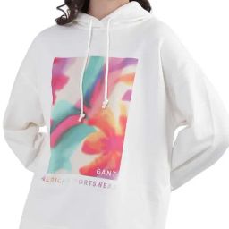 Gant White Cotton Printed Hoodie-image-75