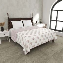 JaipurFabric Light Pink Cotton 150 GSM Reversible Ac Dohar-image-17