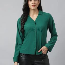 Latin Quarters Green Polyester Regular fit Solid Top-image-26