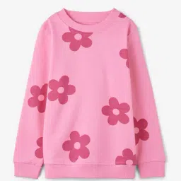 The Souled Store Kids Pink Cotton Floral Print Full Sleeves Sweatshirt-picture-27