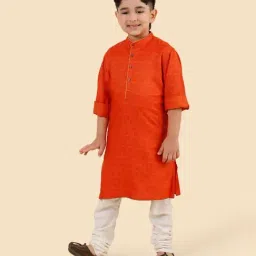 Fabindia Orange Viscose Blend Hand Block Printed Long Kurta-picture-38