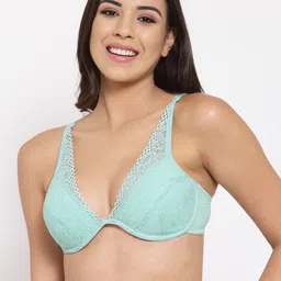 Inner Sense Sea Green Plunge Bra Medium Coverage Underwired Lightly Padded Sustainable  V-Ocean Green-1