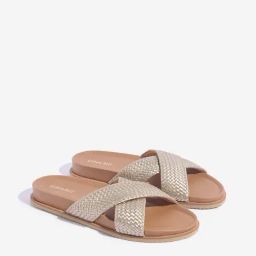 LUNA BLU by Westside Light Gold Criss-Cross Strap Sandals-image-62